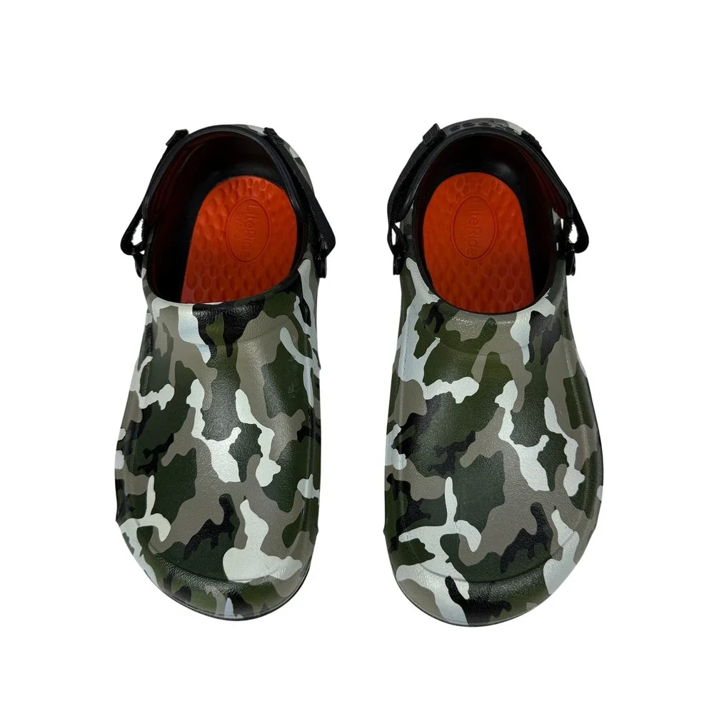 Crocs Bistro Pro LiteRide Work Clog Mens 10 Camouflage Slip On Backstrap